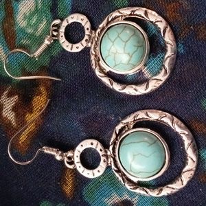 Faux Silver and Turquoise Earrings